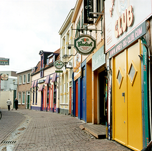 A colorful street in downtown Enschede