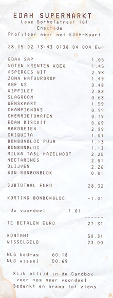 Grocery receipt