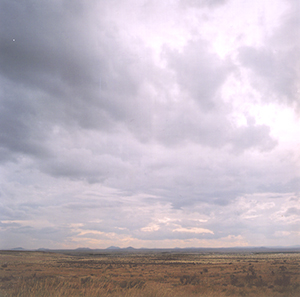 The clouds and landscape stacked in layers